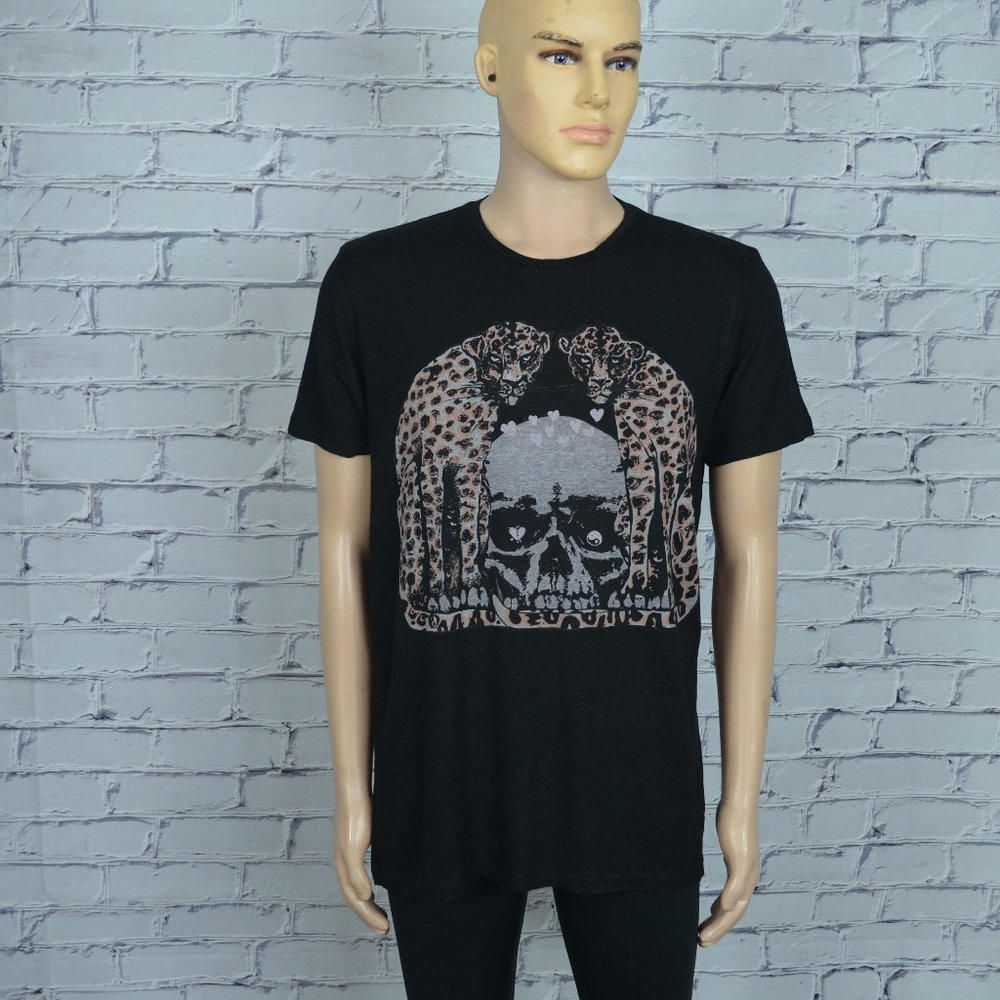Mens All Saints Leopard print graphic tee t-shirt